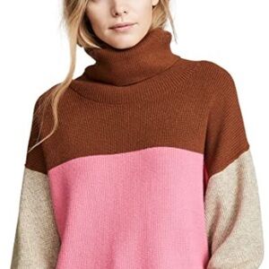 Free People Color-Block Turtleneck Sweater Size Small
